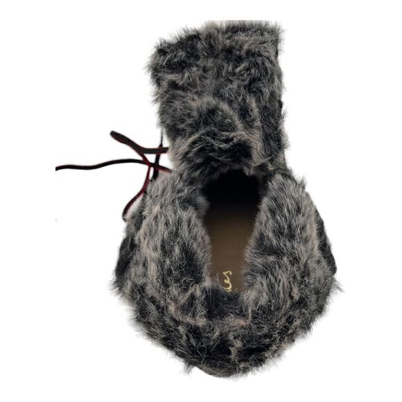 New Joules Ashwood Women US 5 Black Leather Faux Fur Warm Lace-Up Ankle Boots - Picture 7 of 13